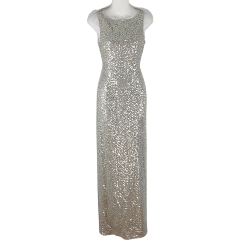 Ralph Lauren silver sequin full length gown KX